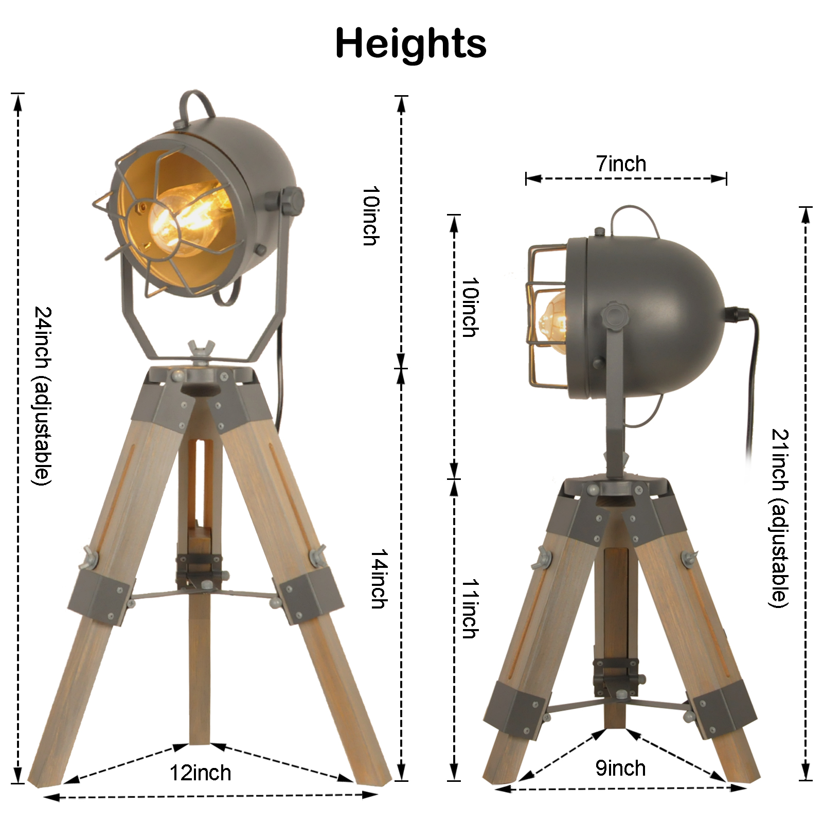 dimensions lampe vintage